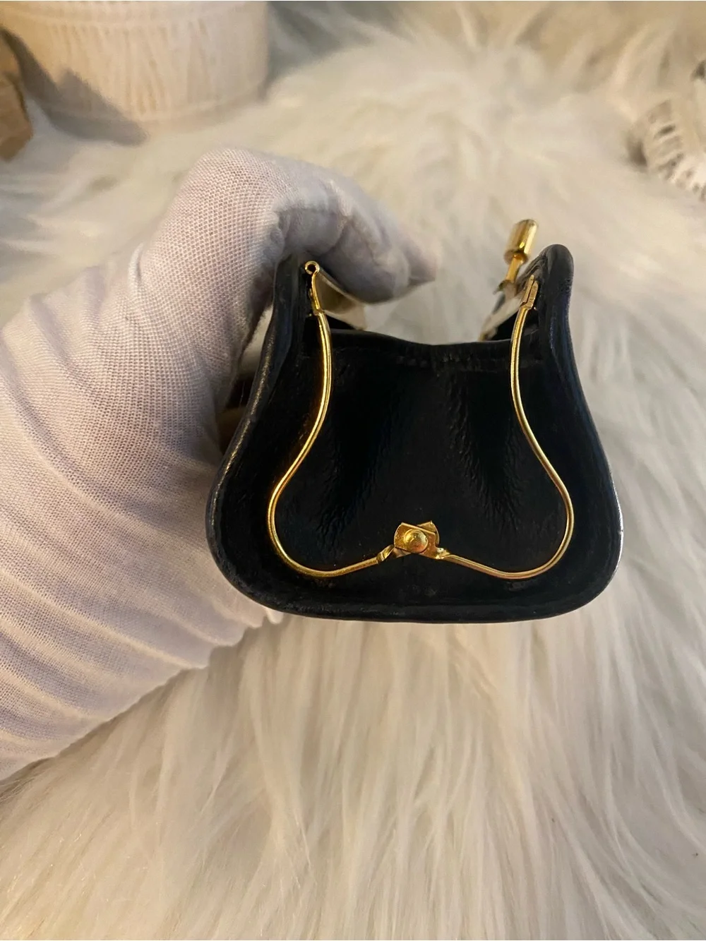 Dior Black Leather Coin Purse with Gold-Tone Logo Vintage beauty!